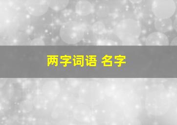 两字词语 名字